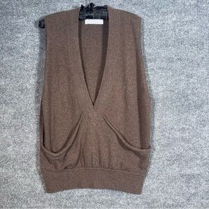Design History Pure Cashmere Womens Large Brown Sweater Vest Preppy Academia